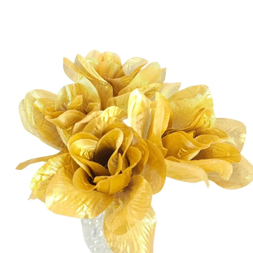 Gold Metallic Silk Roses 3